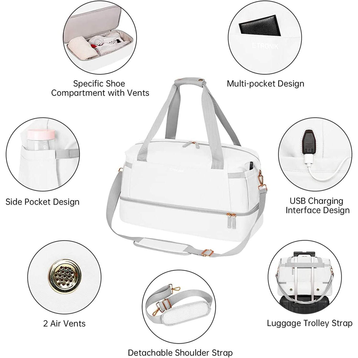 Sports Travel Duffel Bag with USB Charging Port - A-1 Thread Vault