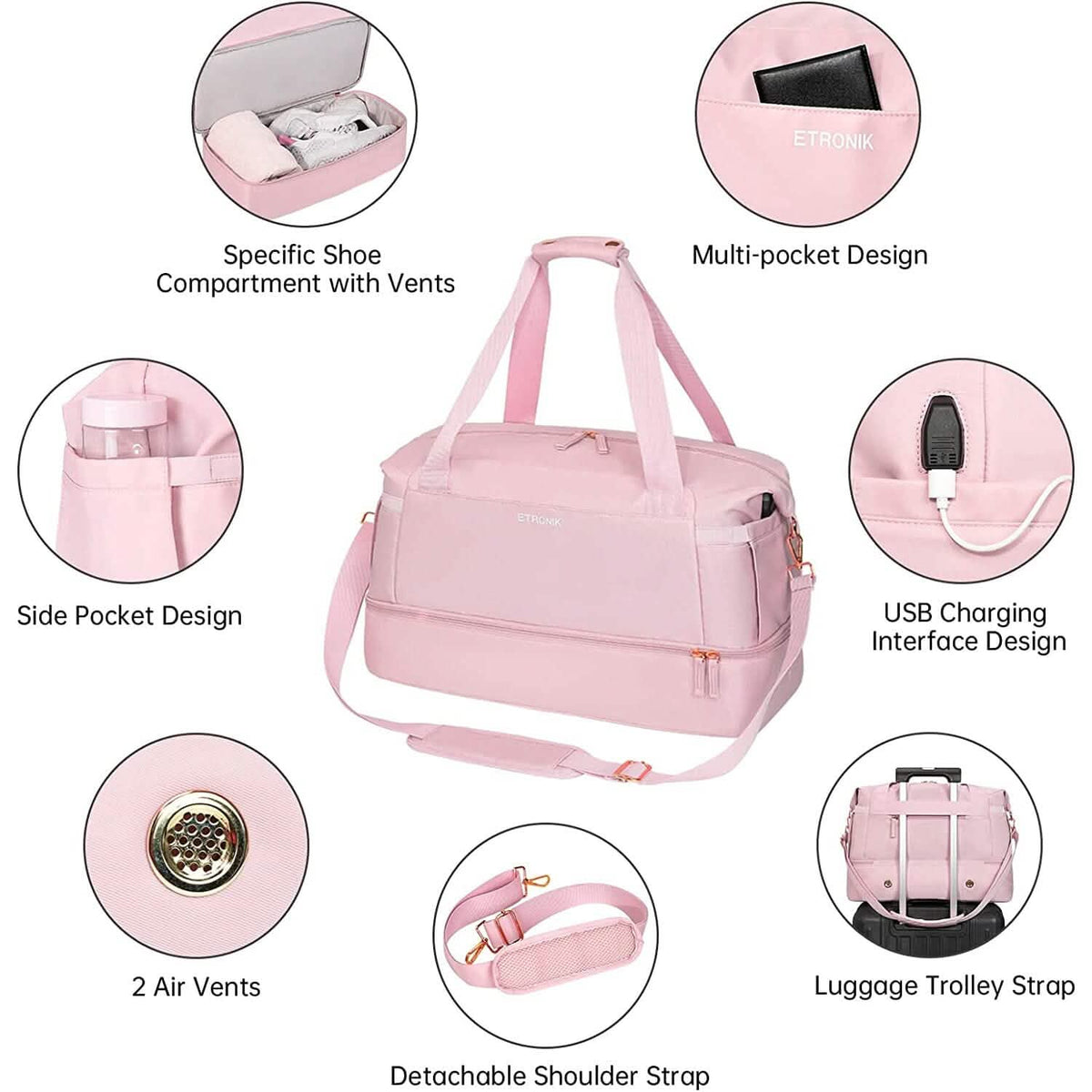 Sports Travel Duffel Bag with USB Charging Port - A-1 Thread Vault