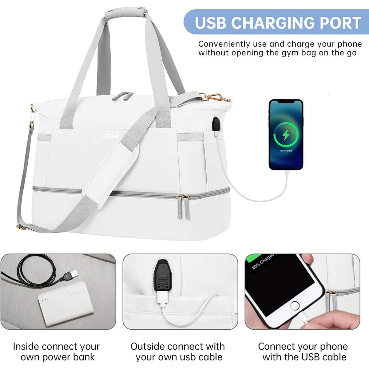 Sports Travel Duffel Bag with USB Charging Port - A-1 Thread Vault