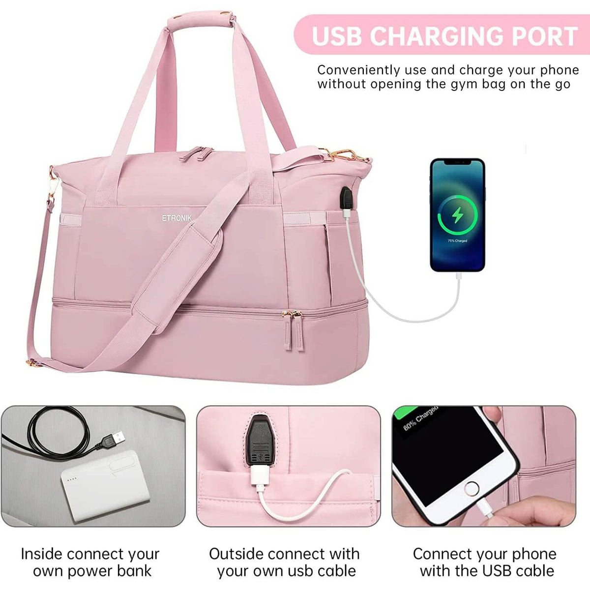 Sports Travel Duffel Bag with USB Charging Port - A-1 Thread Vault