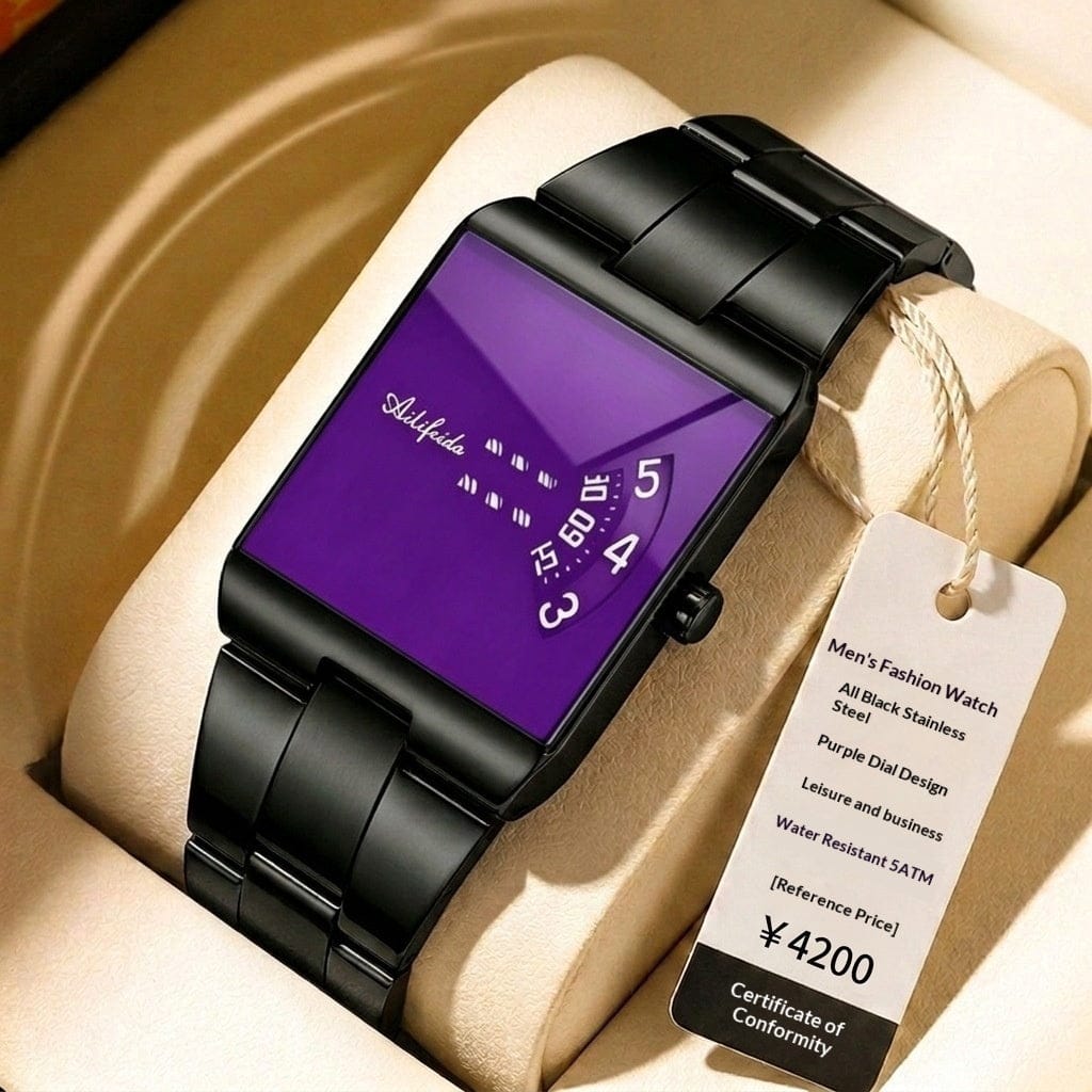 Square Quartz Waterproof Steel-band Luxury Mens Wristwatch - A-1 Thread Vault
