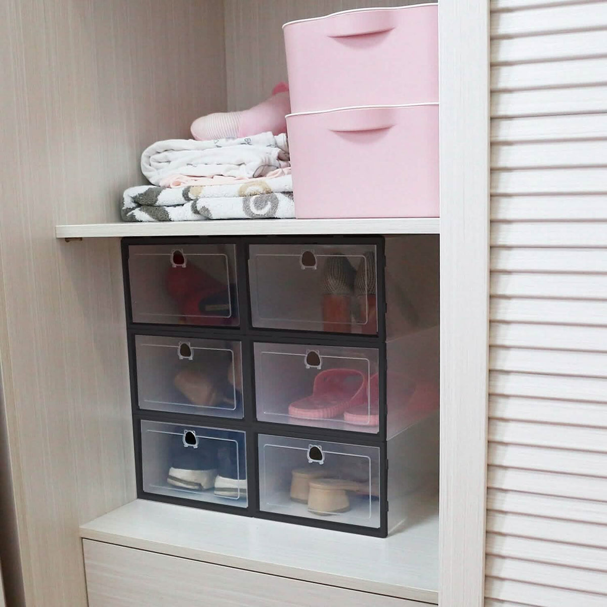 Stackable Shoe Storage Bin Transparent Dustproof - A-1 Thread Vault