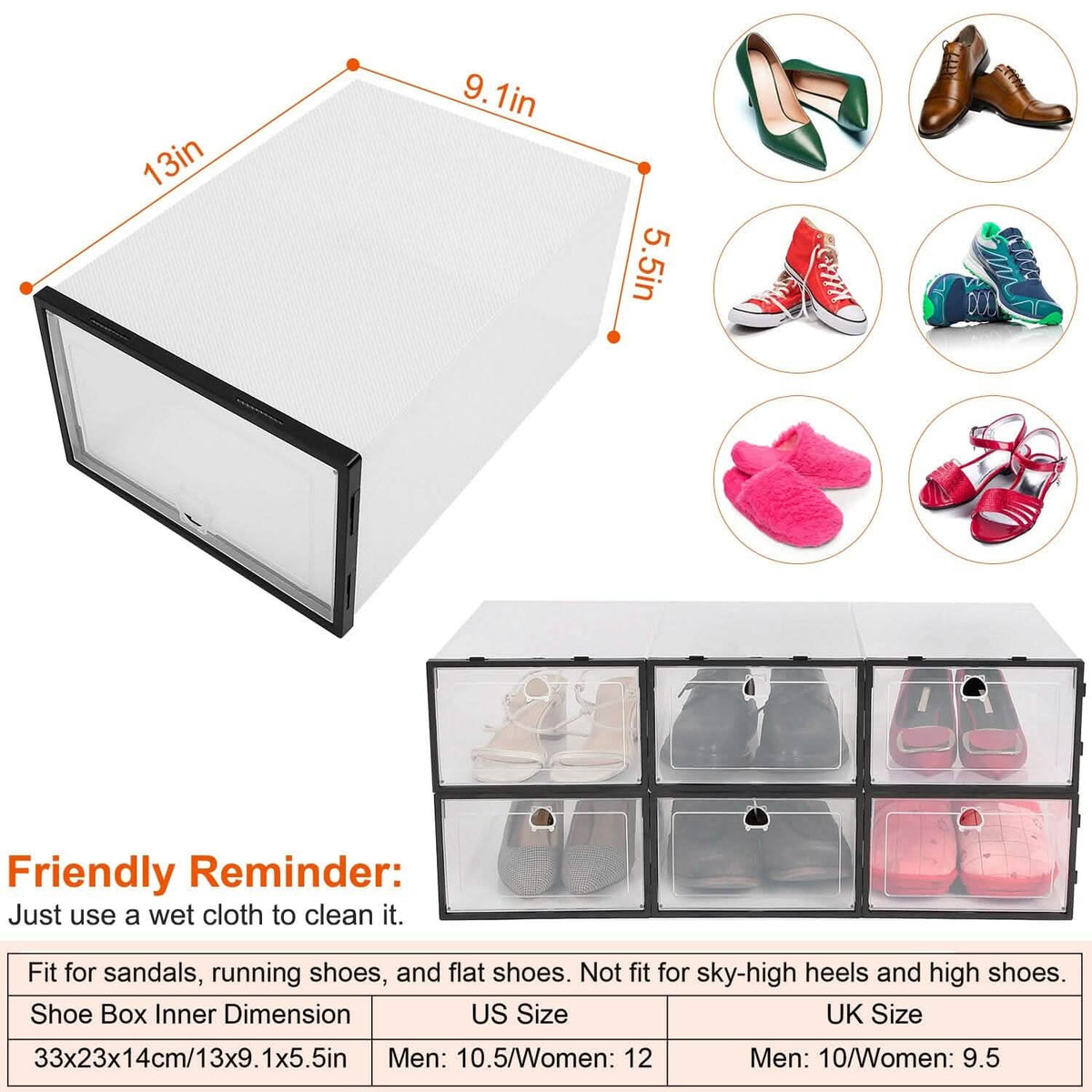 Stackable Shoe Storage Bin Transparent Dustproof - A-1 Thread Vault