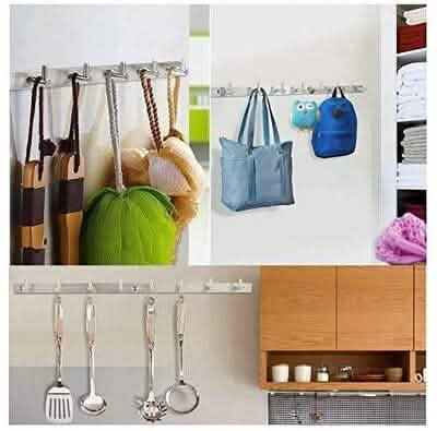 Stainless Steel 24" Wall Mounted Rack with 8 Hooks - Silver - A-1 Thread Vault