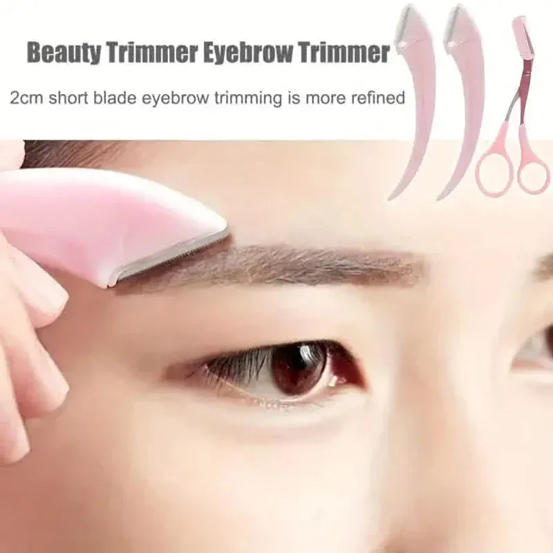 Stainless Steel Eyebrow Trimmer Set, Curved Eyebrow Razor and Scissors With Comb - A-1 Thread Vault