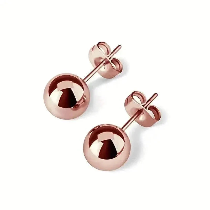 Stainless Steel Hypoallergenic Ball Shaped Stud Earrings - A-1 Thread Vault