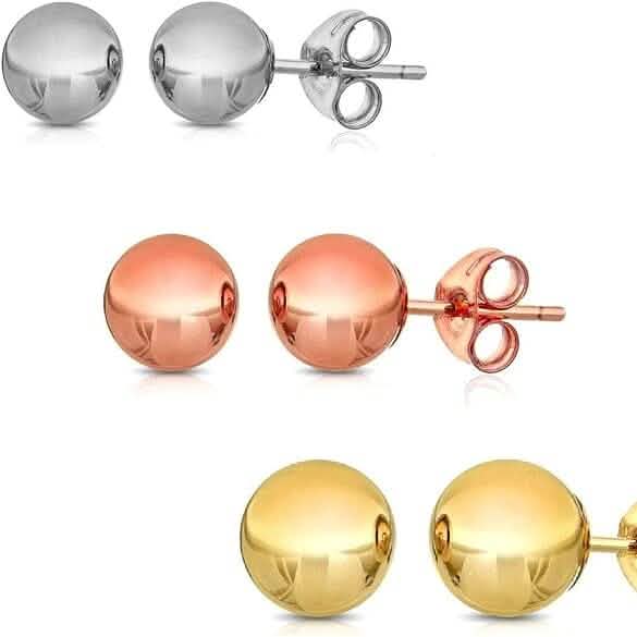 Stainless Steel Hypoallergenic Ball Shaped Stud Earrings - A-1 Thread Vault