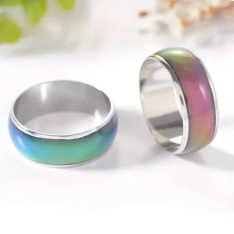 Stainless Steel Mood Ring Inlaid Thermal Discoloration Stone - A-1 Thread Vault