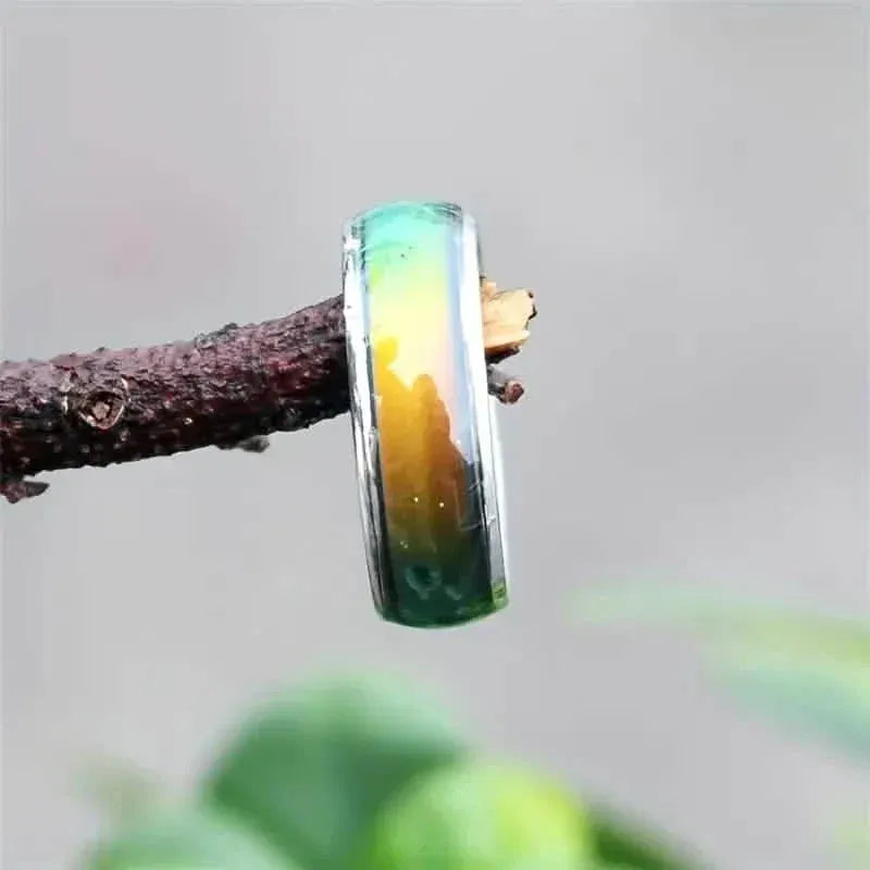 Stainless Steel Mood Ring Inlaid Thermal Discoloration Stone - A-1 Thread Vault