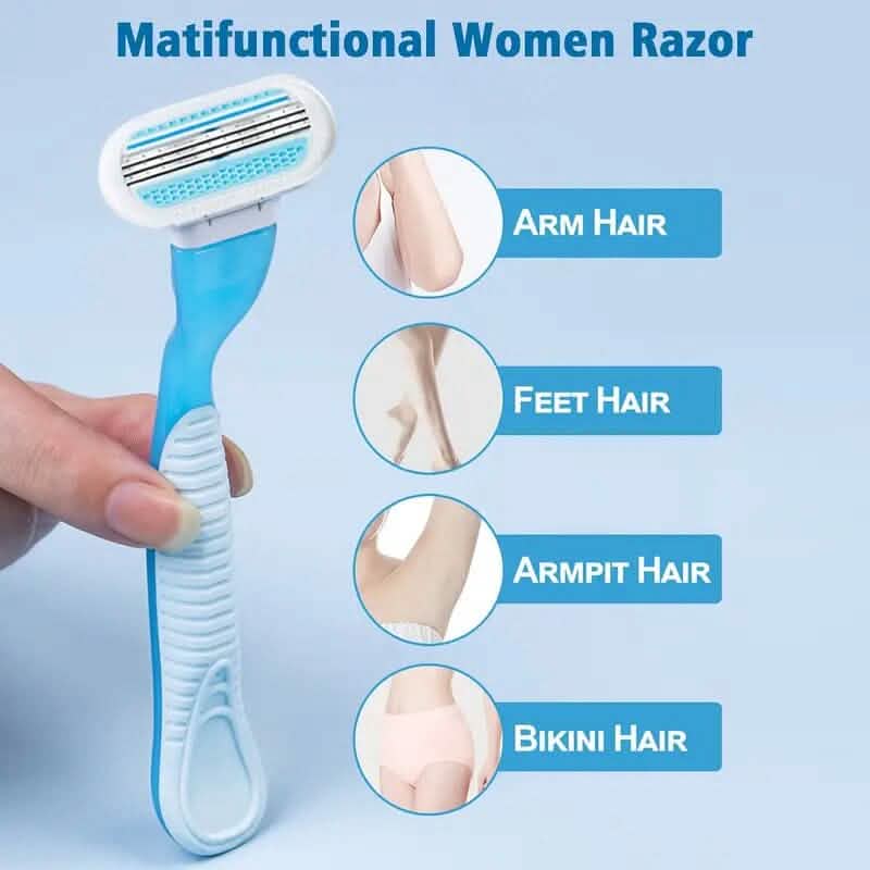 Stainless Steel Women's Hair Razor with 8 Replacement Blades - A-1 Thread Vault