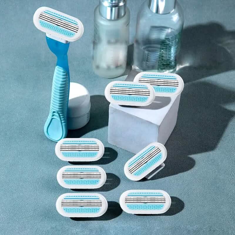 Stainless Steel Women's Hair Razor with 8 Replacement Blades - A-1 Thread Vault