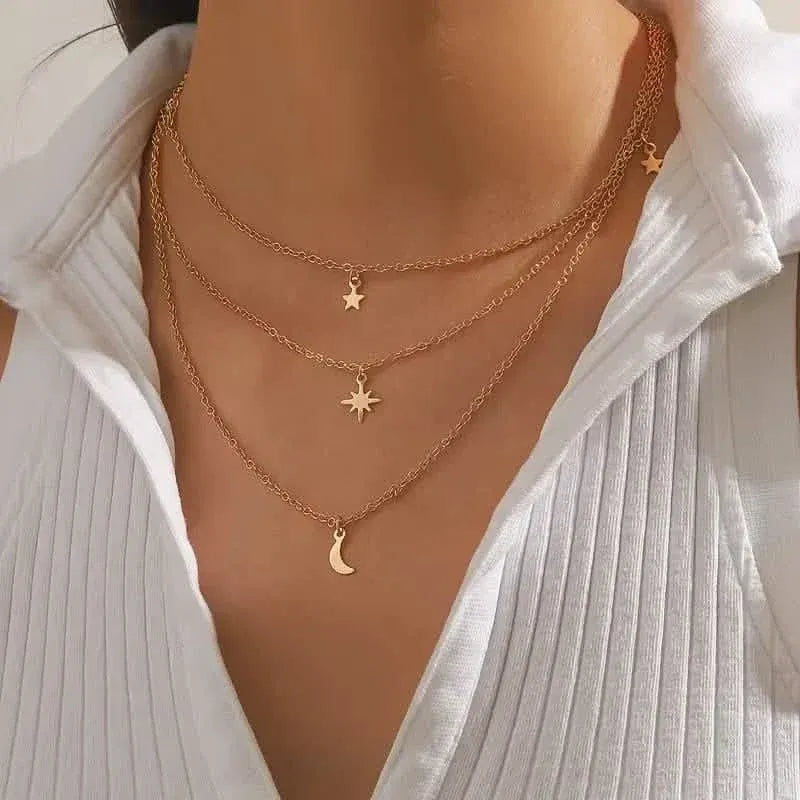 Star Moon Multi-layer Pendant Necklace - A-1 Thread Vault