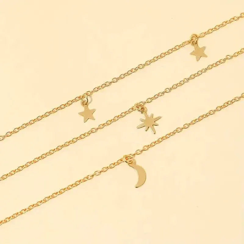 Star Moon Multi-layer Pendant Necklace - A-1 Thread Vault