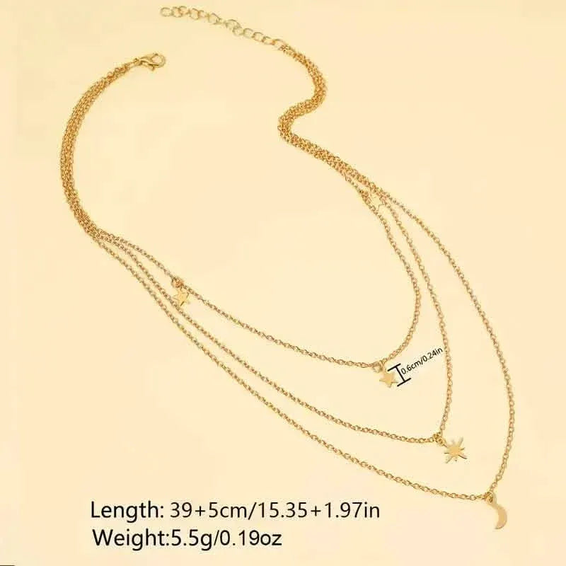 Star Moon Multi-layer Pendant Necklace - A-1 Thread Vault