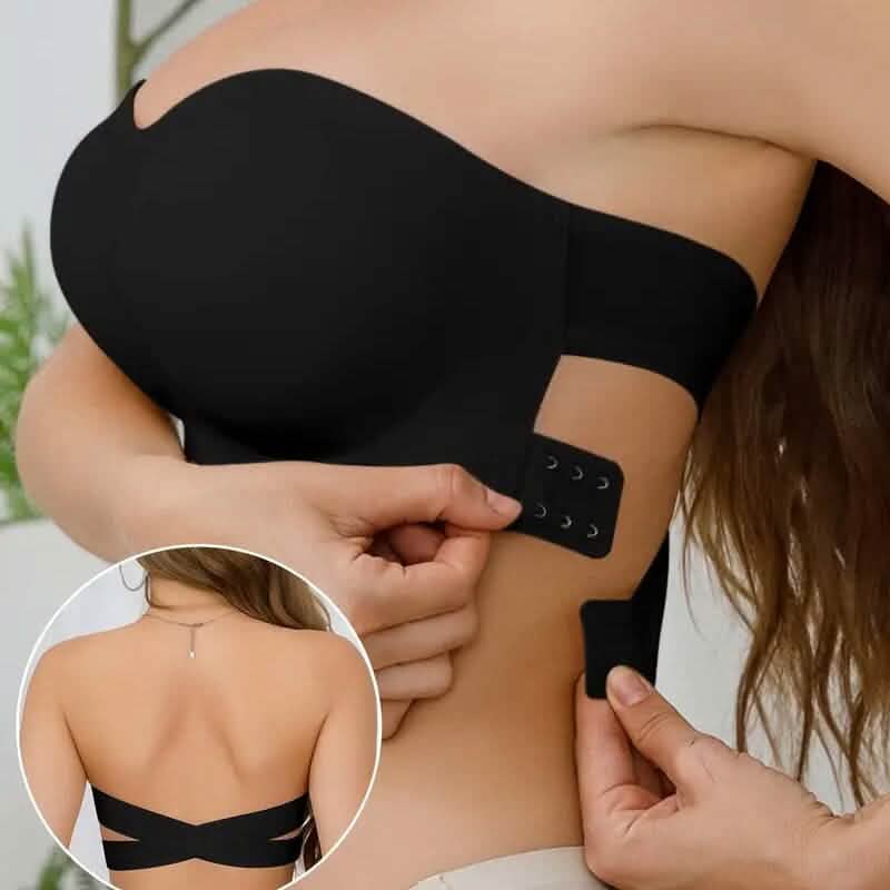Strapless Nylon Knit Fabric Bandeau Bralette with Side Closure - A-1 Thread Vault