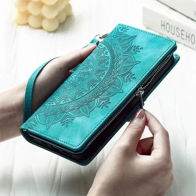 Stylish Leather Lanyard Wallet Case - A-1 Thread Vault