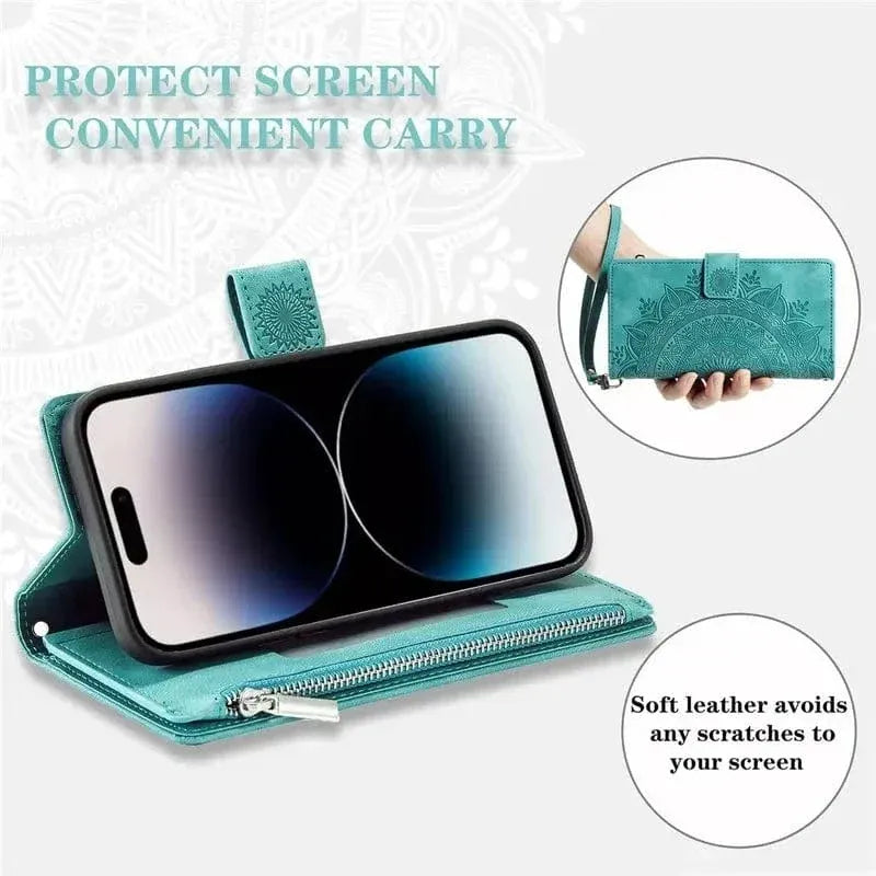 Stylish Leather Lanyard Wallet Case - A-1 Thread Vault