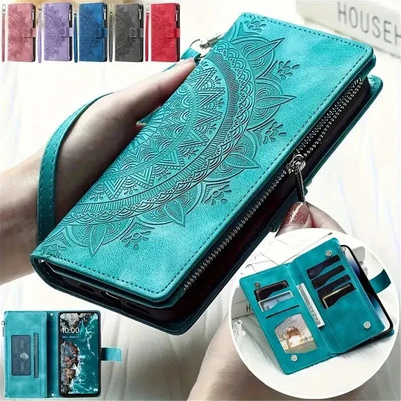 Stylish Leather Lanyard Wallet Case - A-1 Thread Vault