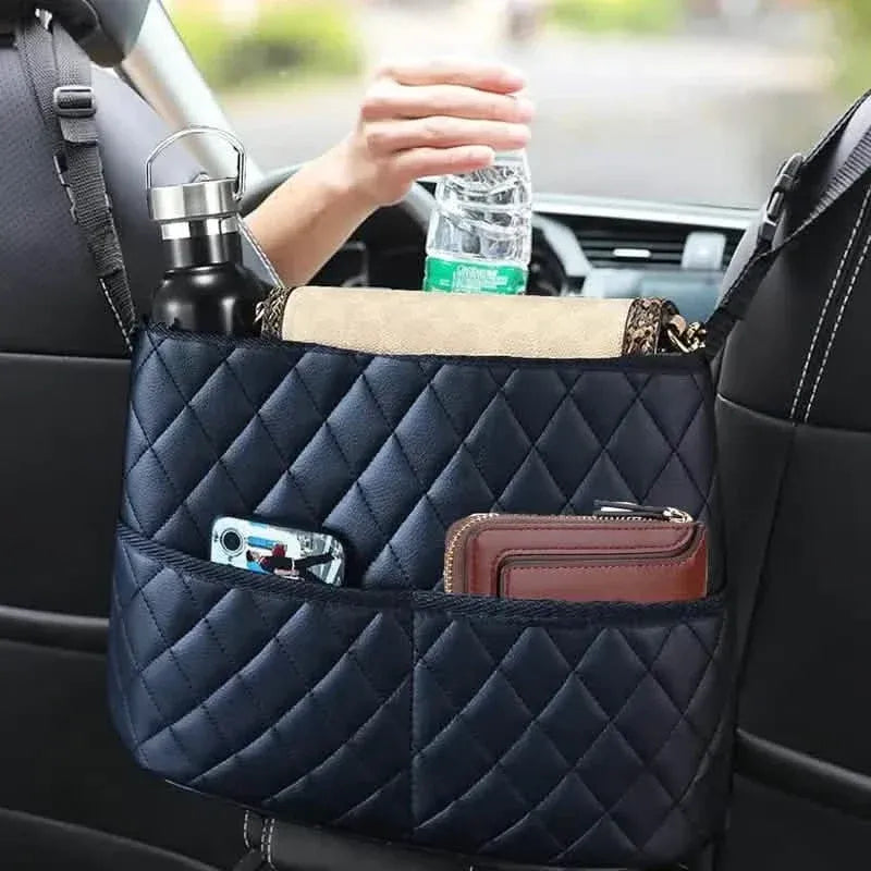 Stylish PU Leather Handbag Car-Mounted Storage Bag - A-1 Thread Vault