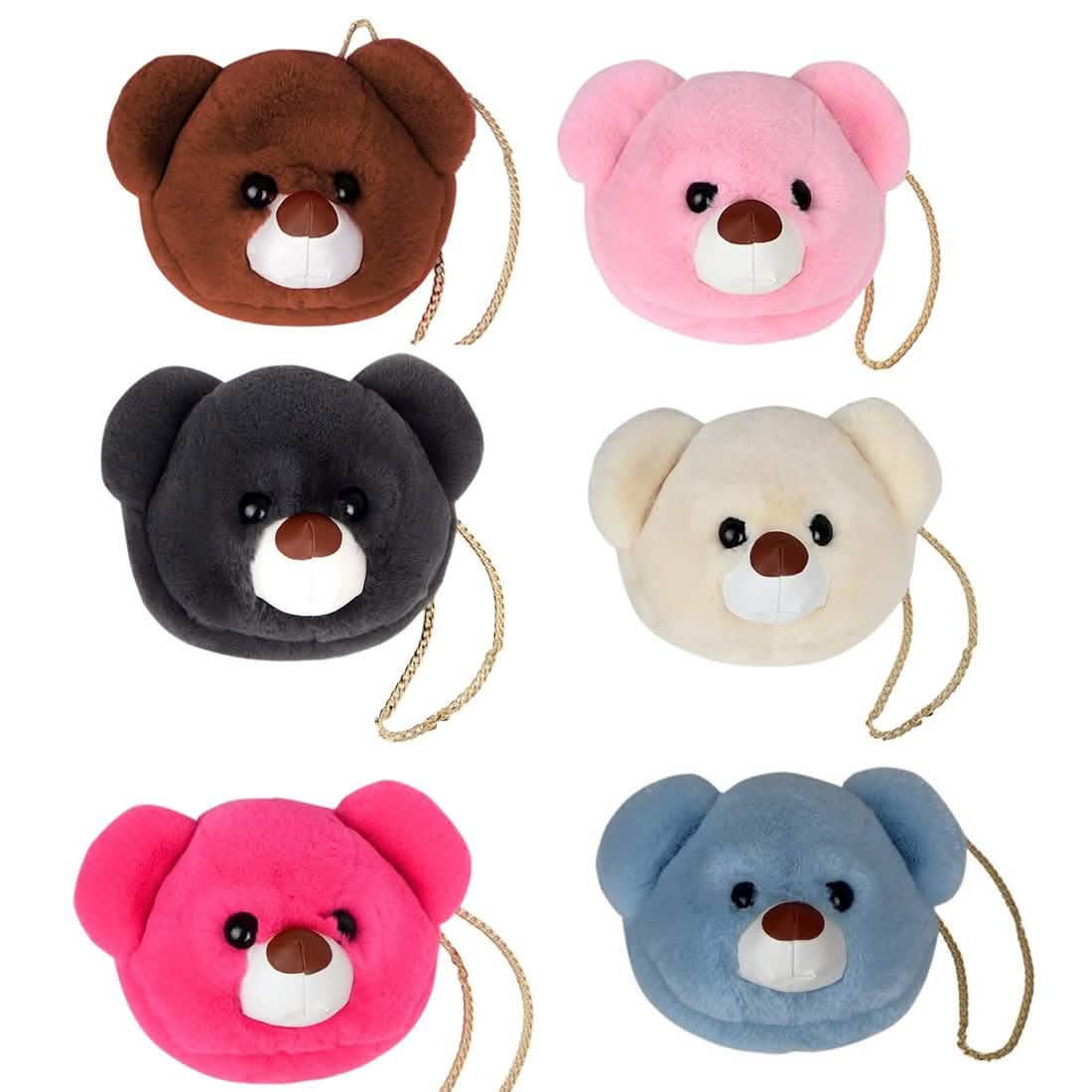 Super Cute Faux Fur Women's Handbag Bear Head Animal - A-1 Thread Vault