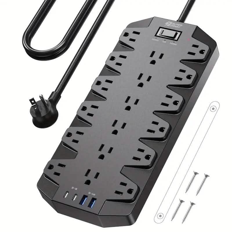 Superdanny 18 AC Outlets Surge Protector Power Strip with 2 USB C and 2 USB A Ports - A-1 Thread Vault