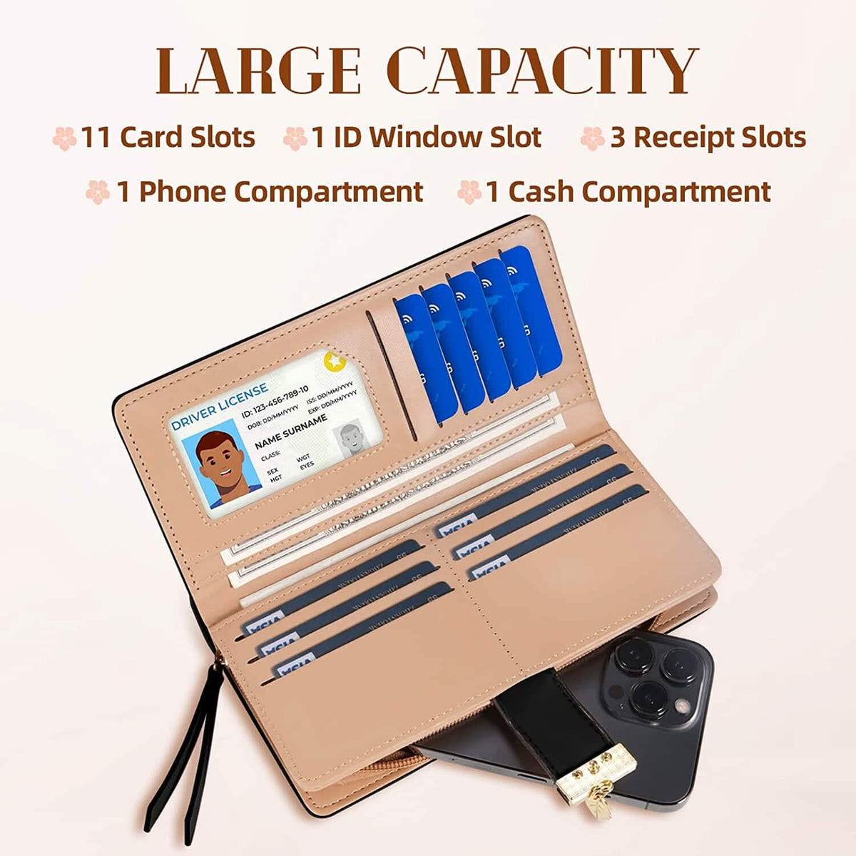 Sweet Cute Women's Long Leaf Bifold Wallet - A-1 Thread Vault