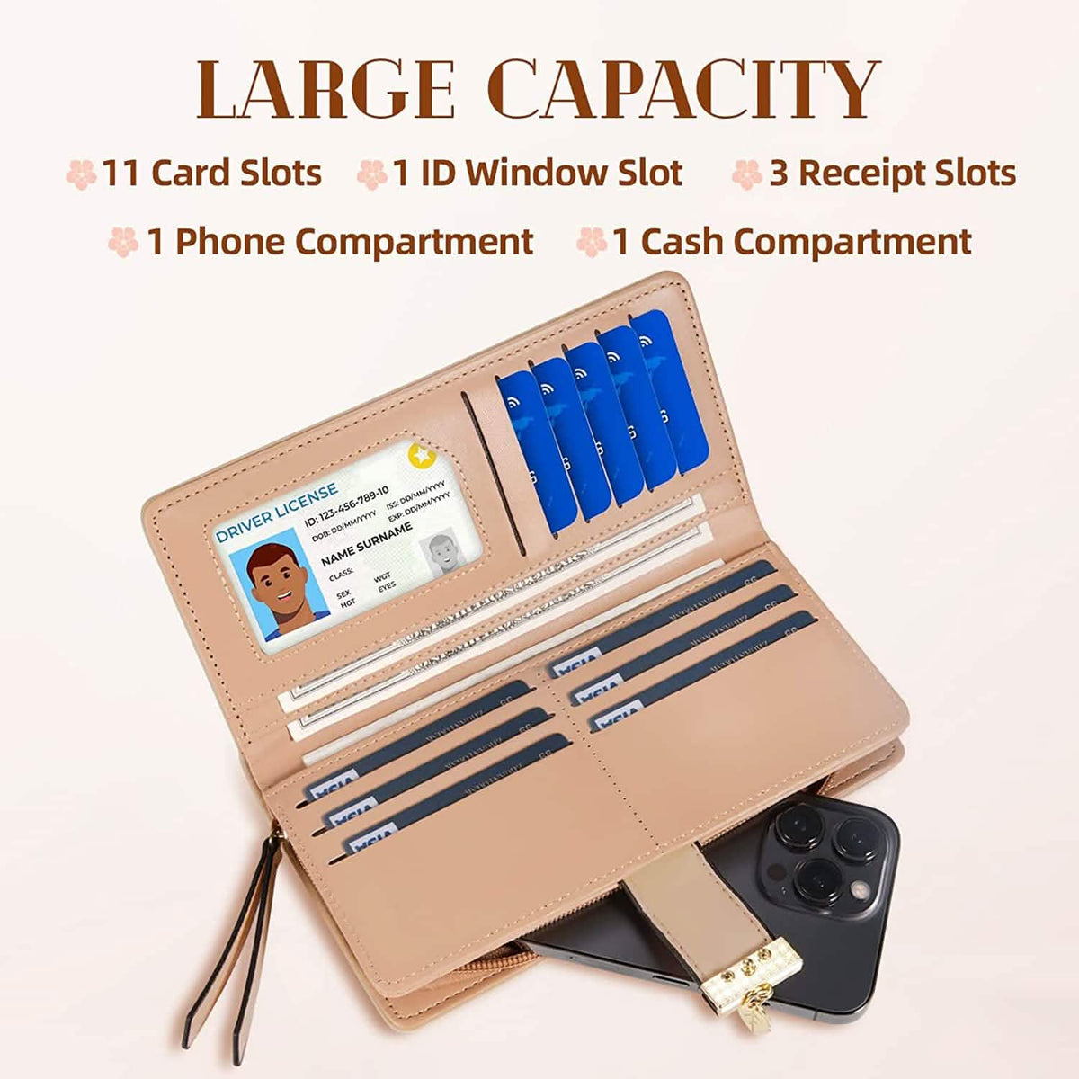 Sweet Cute Women's Long Leaf Bifold Wallet - A-1 Thread Vault