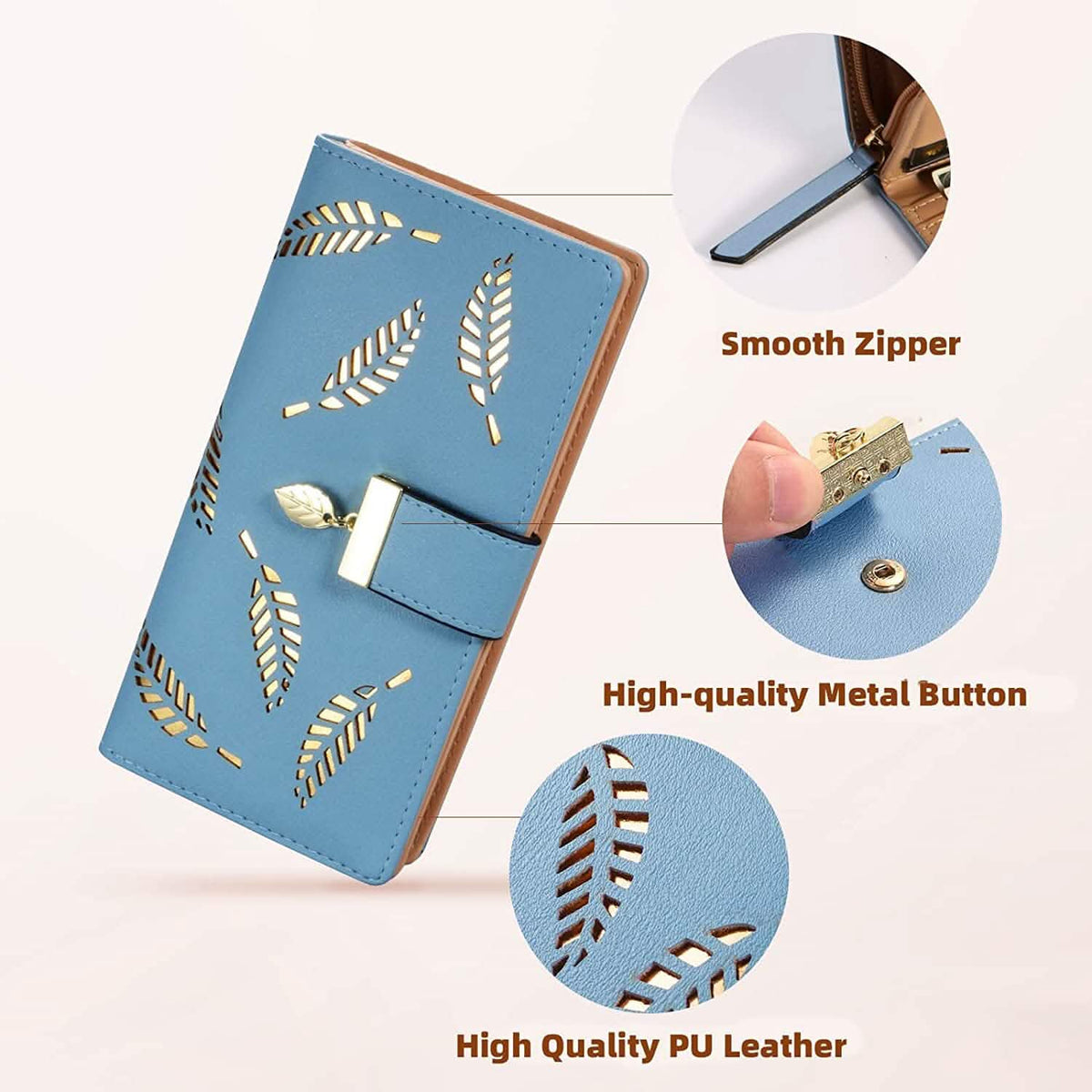 Sweet Cute Women's Long Leaf Bifold Wallet - A-1 Thread Vault