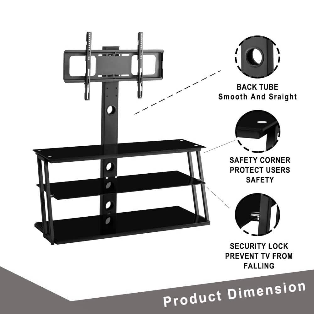 Swivel Floor TV Stand with Angle and Height Adjustable Tempered Glass TV Stand - A-1 Thread Vault