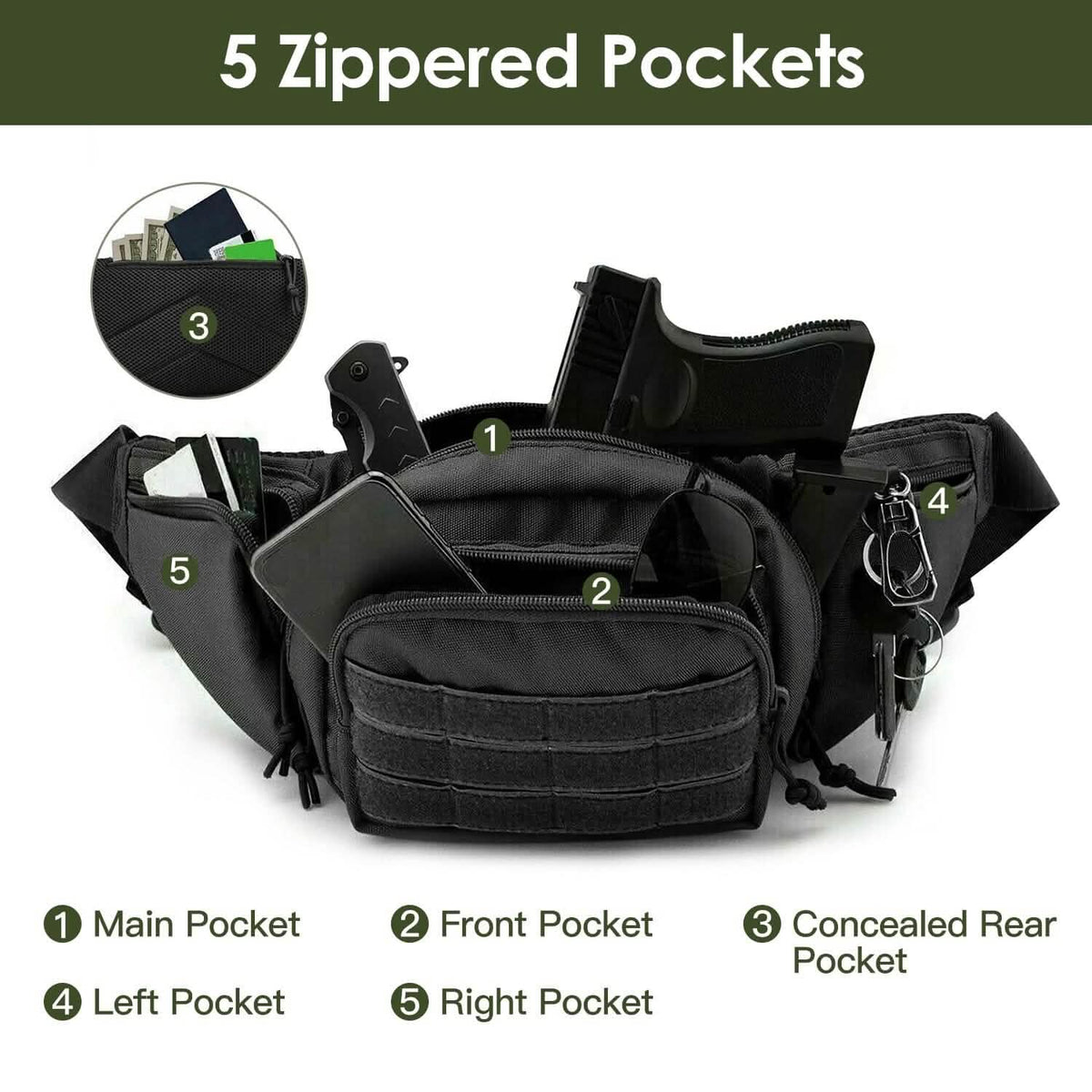 Tactical Fanny Pack Concealed Carry Bag for Men - A-1 Thread Vault