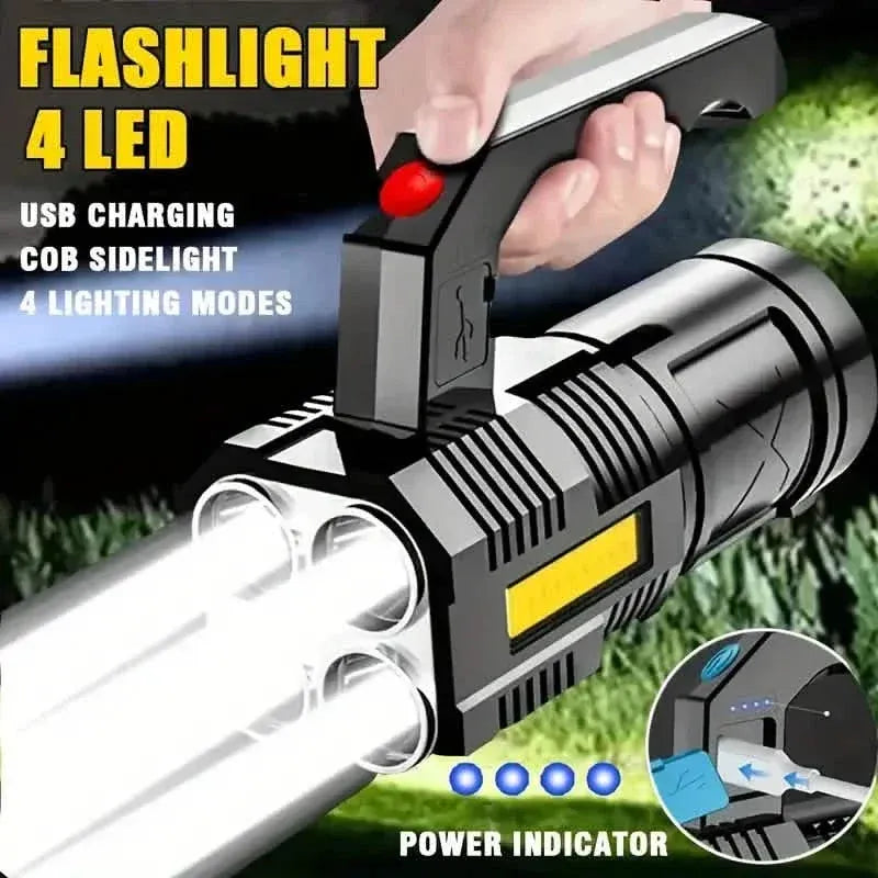 Tactical LED Flashlight, 800mAh Rechargeable Via USB, High-Power Light With 4-Mode Output - A-1 Thread Vault