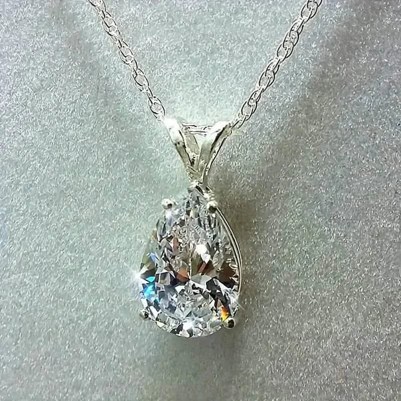 Teardrop Shaped Zirconia Pendant Copper Necklace - A-1 Thread Vault