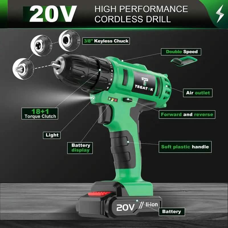 Tegatok 20V Cordless Drill Set - A-1 Thread Vault