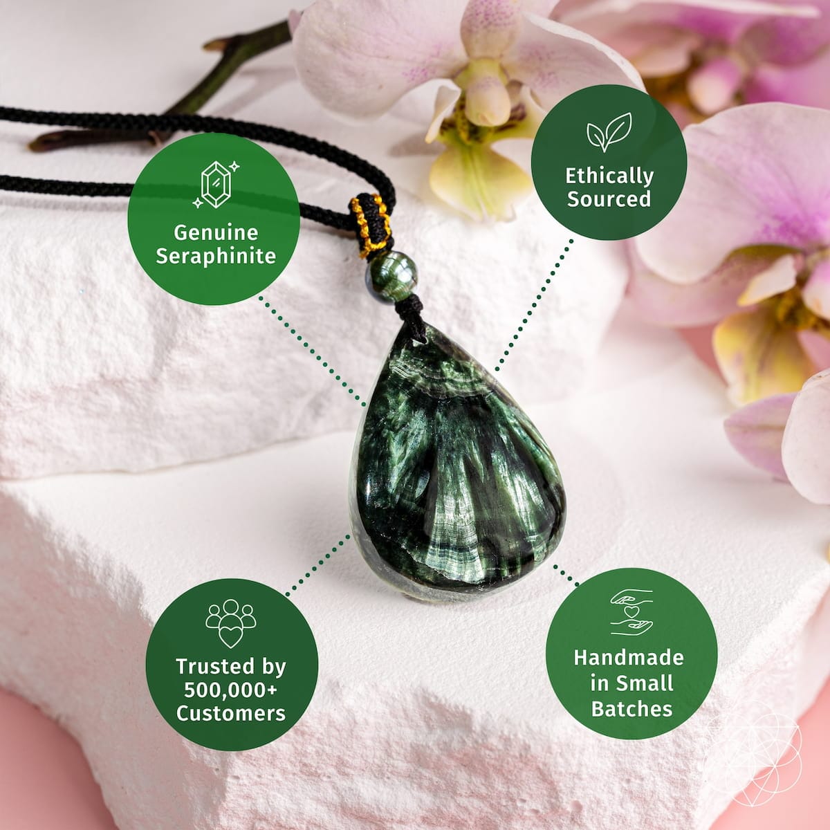 The Angel By My Side - Rare Seraphinite Pendant - A-1 Thread Vault