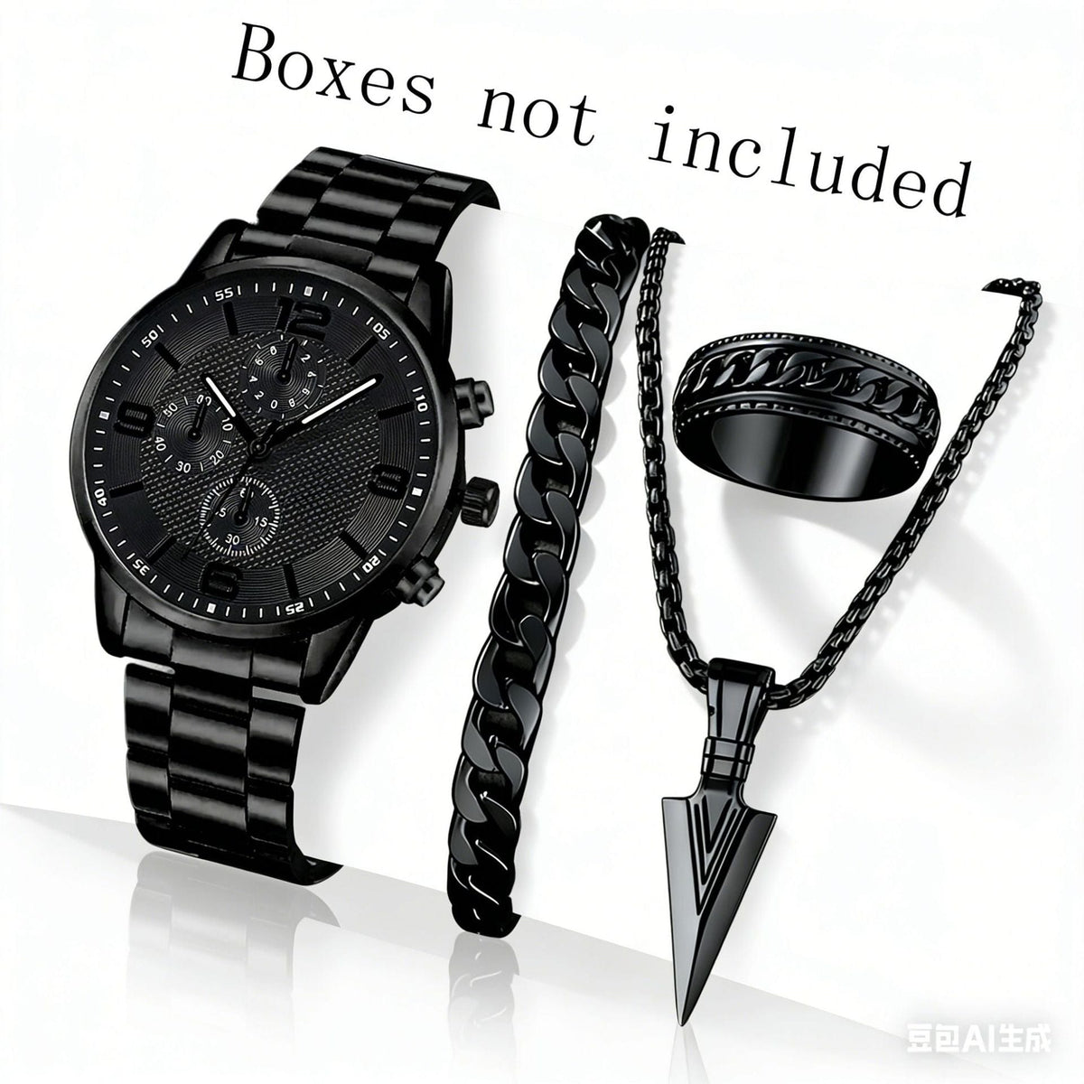 Three-Eye Digital Mens Watch Bracelet And Necklace Set - A-1 Thread Vault