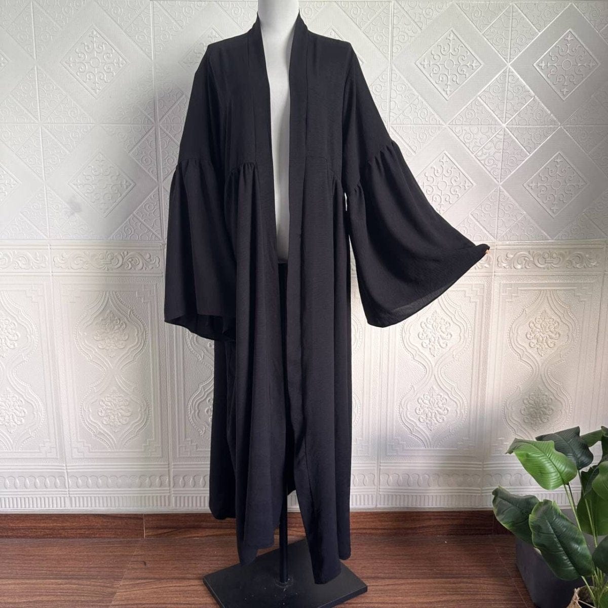 Tiered Bell Sleeve Open Abaya (MOA298) - A-1 Thread Vault