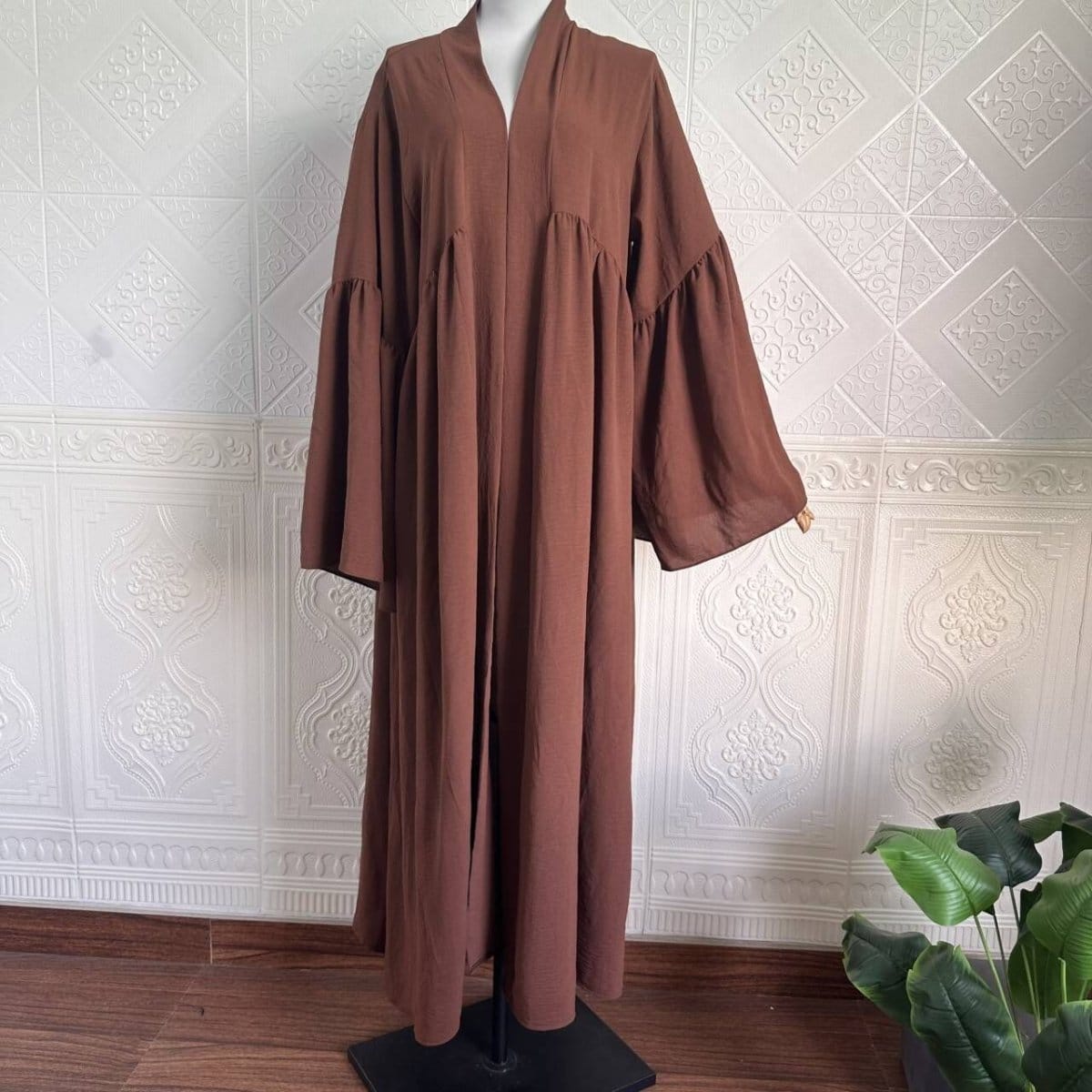 Tiered Bell Sleeve Open Abaya (MOA298) - A-1 Thread Vault