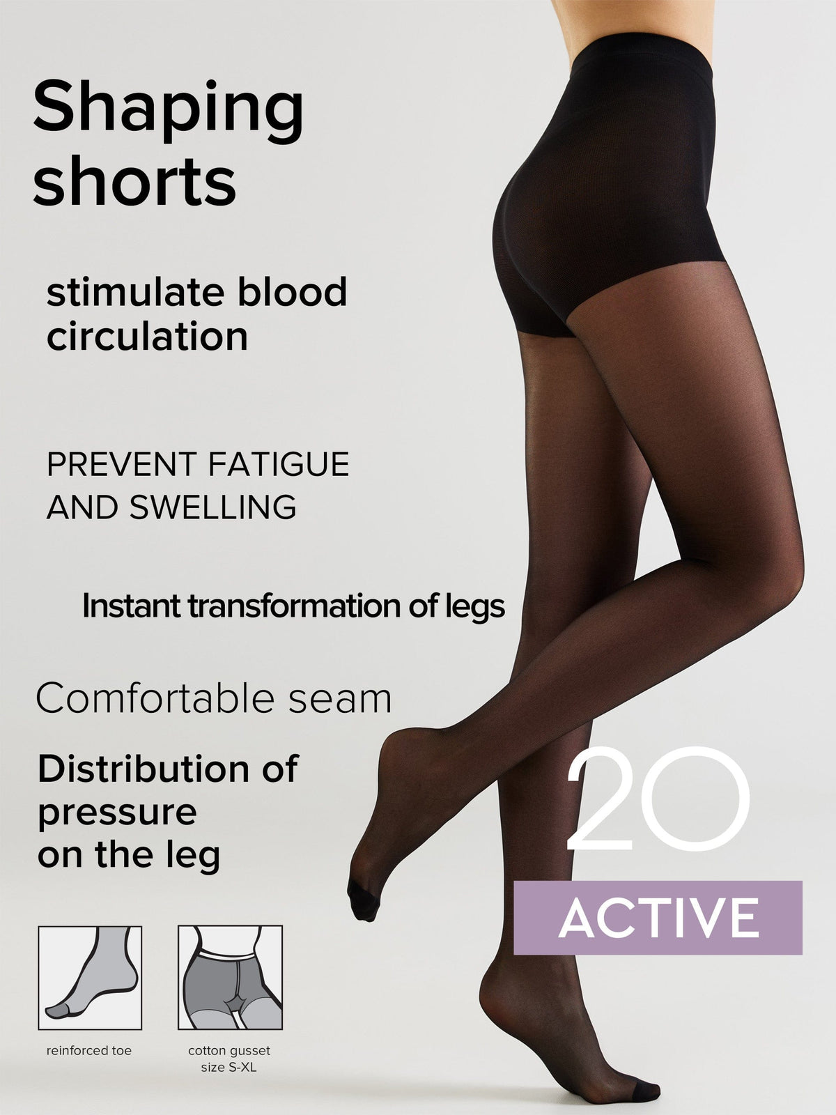 Tights Conte Active 20 Den - Support & Compression - A-1 Thread Vault
