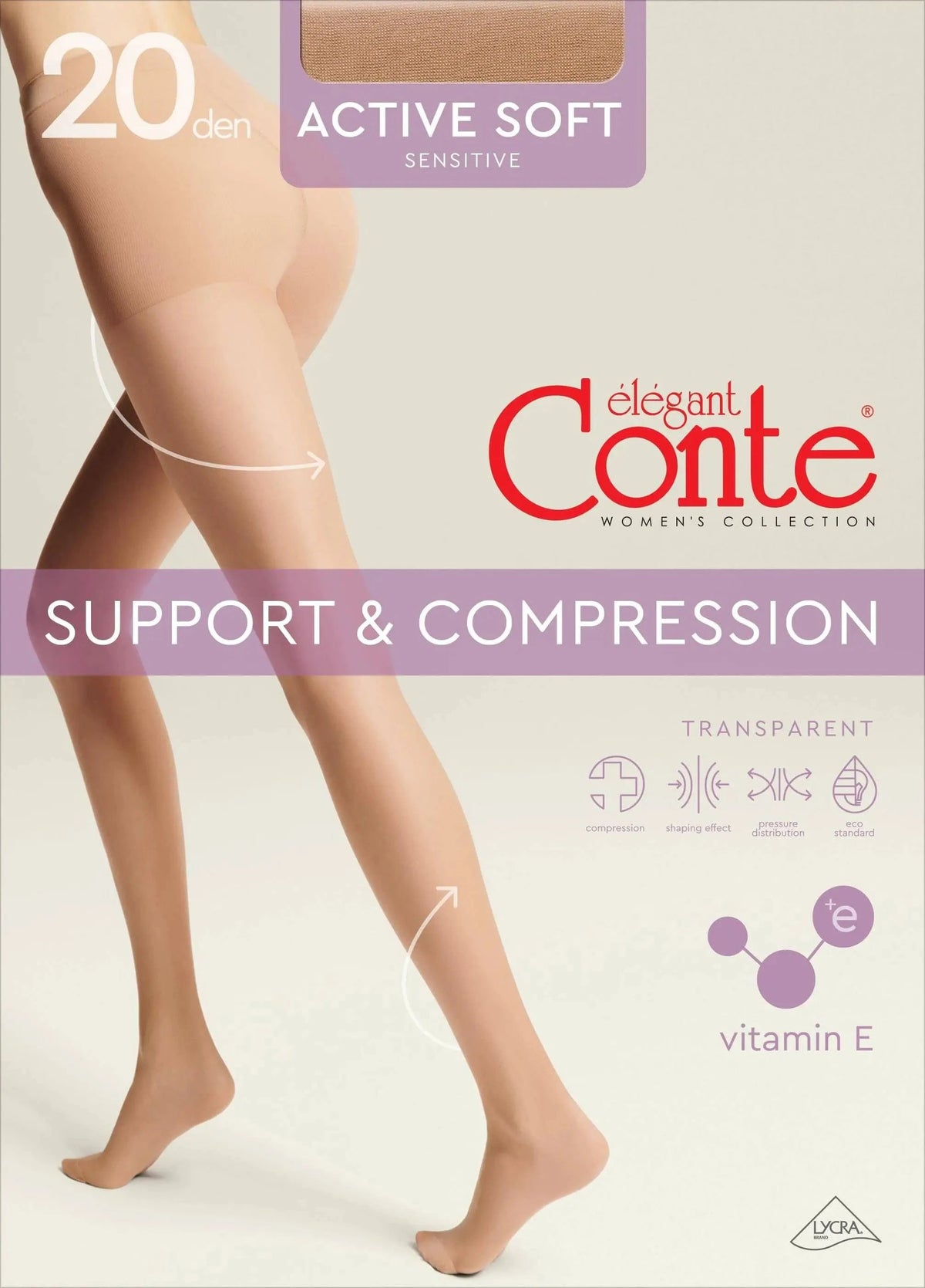 Tights Conte Active Soft 20 Den - Shaping Support with Vitamin E - A-1 Thread Vault