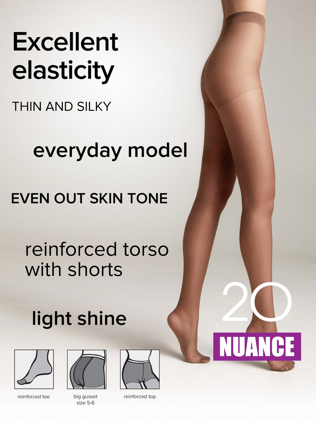 Tights Conte Nuance 20 Den - Reinforced Shorts - A-1 Thread Vault