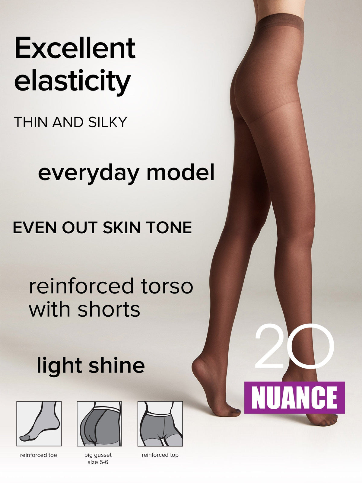 Tights Conte Nuance 20 Den - Reinforced Shorts - A-1 Thread Vault