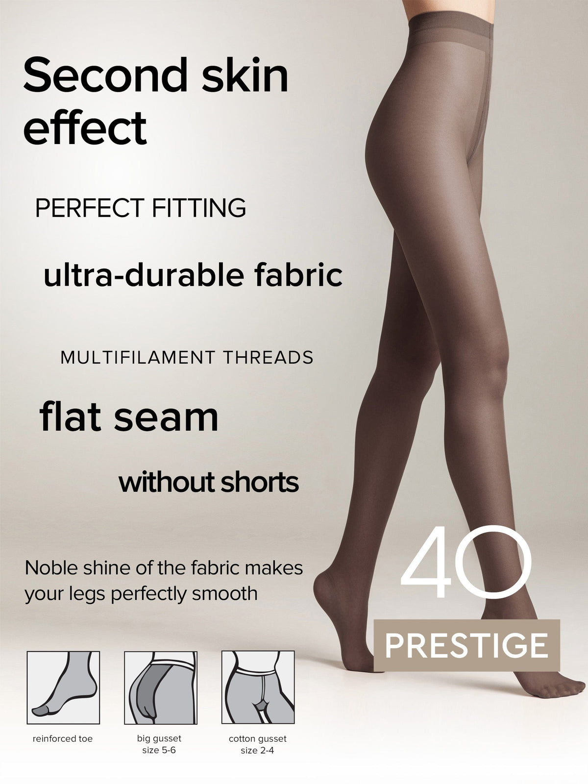 Tights Conte Prestige 40 Den - Sheer to Waist Noble Shine - A-1 Thread Vault