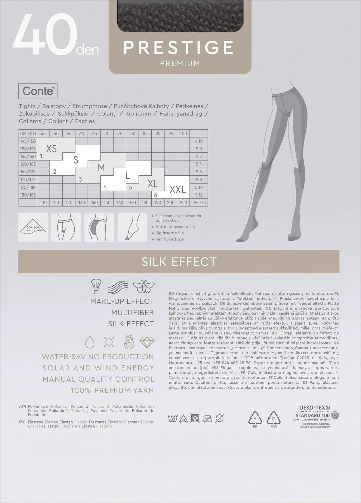 Tights Conte Prestige 40 Den - Sheer to Waist Noble Shine - A-1 Thread Vault