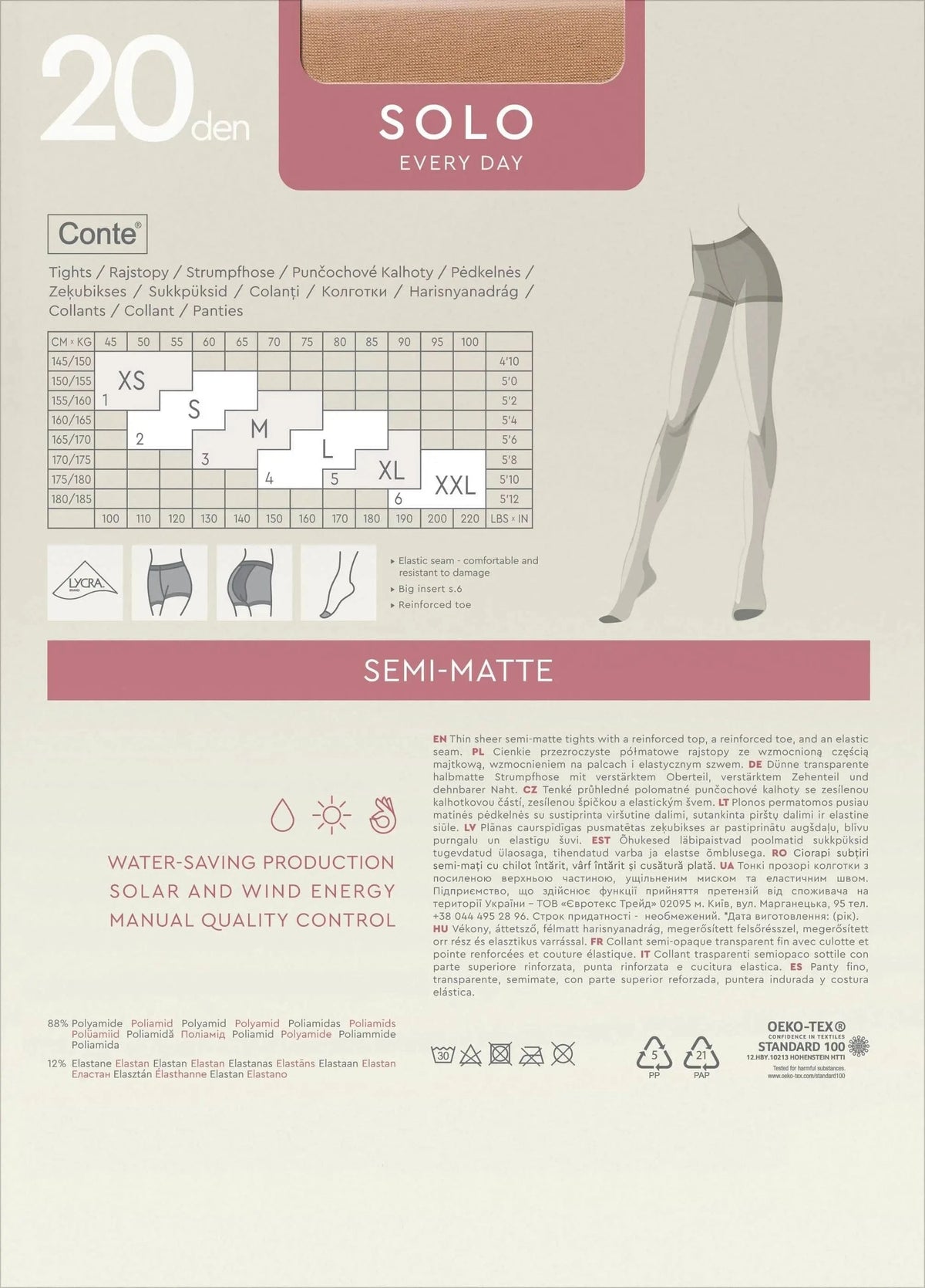 Tights Conte Solo 20 Den - Classic Pantyhose - A-1 Thread Vault