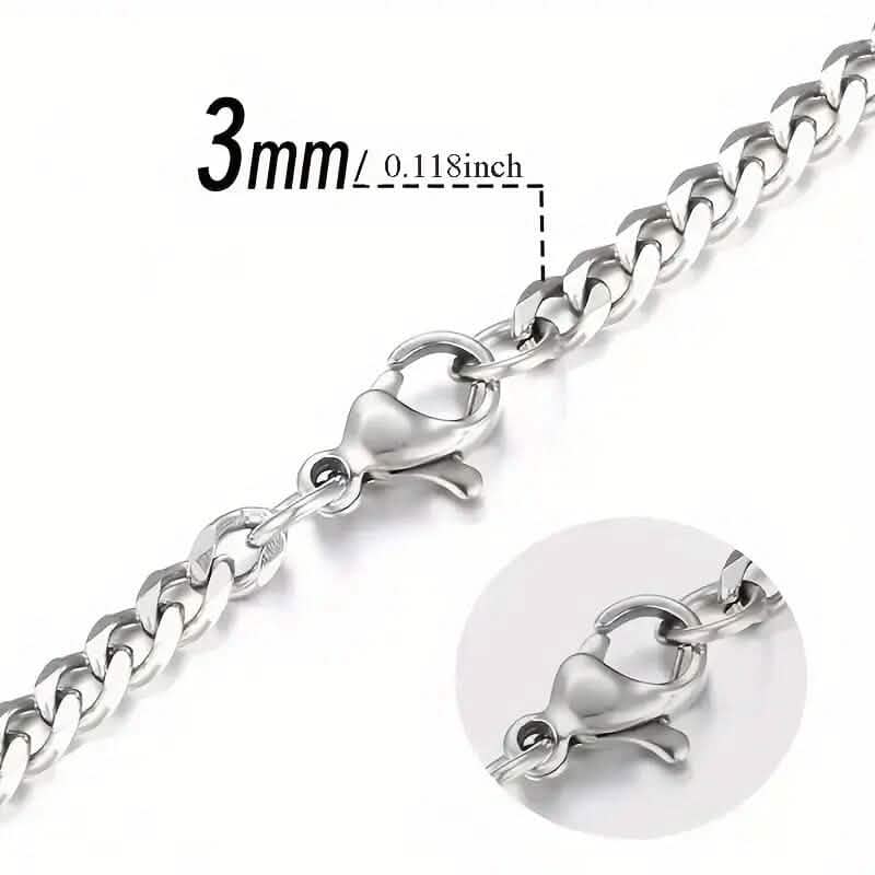 Titanium Stainless Steel Trendy Necklace Cuban Chain with Lobster Clasp - A-1 Thread Vault