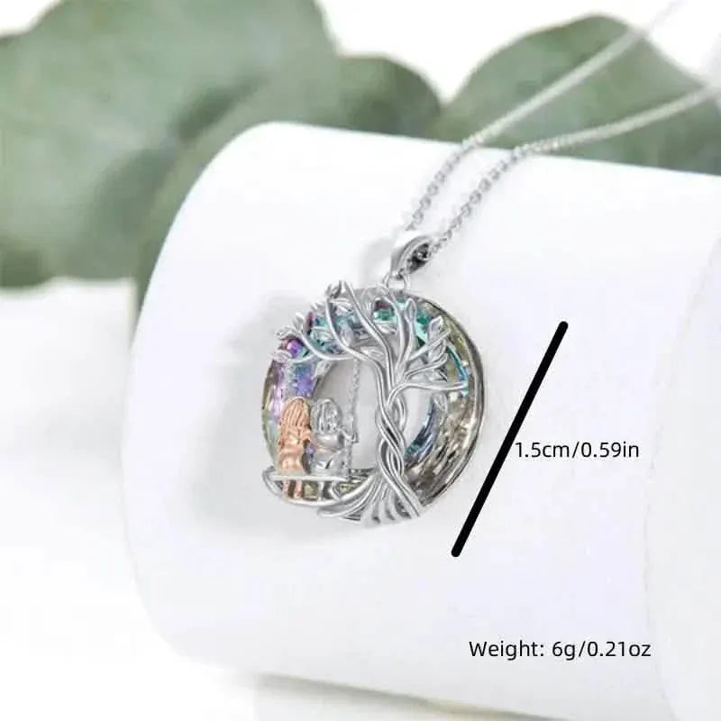 To My Granddaughter, Tree Of Life Sisters On The Swing Pendant Necklace - A-1 Thread Vault