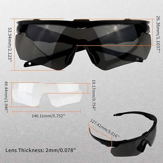 ToopMount Tactical Eyewear Anti Fog, ANSI Z87.1 Shooting Glasses with 3 Interchangeable Lens (Refurbished) - A-1 Thread Vault