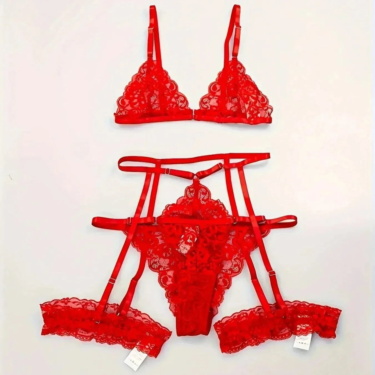 Toucheart 3 Piece Set Sleepwear Suit Sexy Lingerie Women Thin Transparent Lace Bra Set See Through Female Erotic Underwear New - A-1 Thread Vault