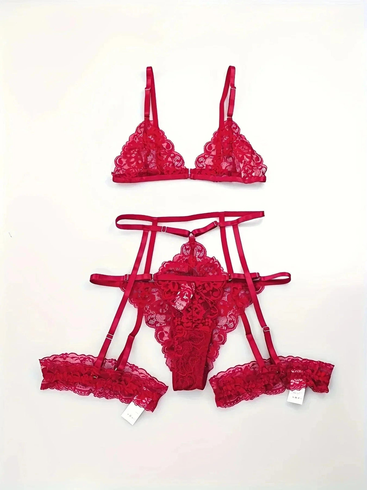 Toucheart 3 Piece Set Sleepwear Suit Sexy Lingerie Women Thin Transparent Lace Bra Set See Through Female Erotic Underwear New - A-1 Thread Vault