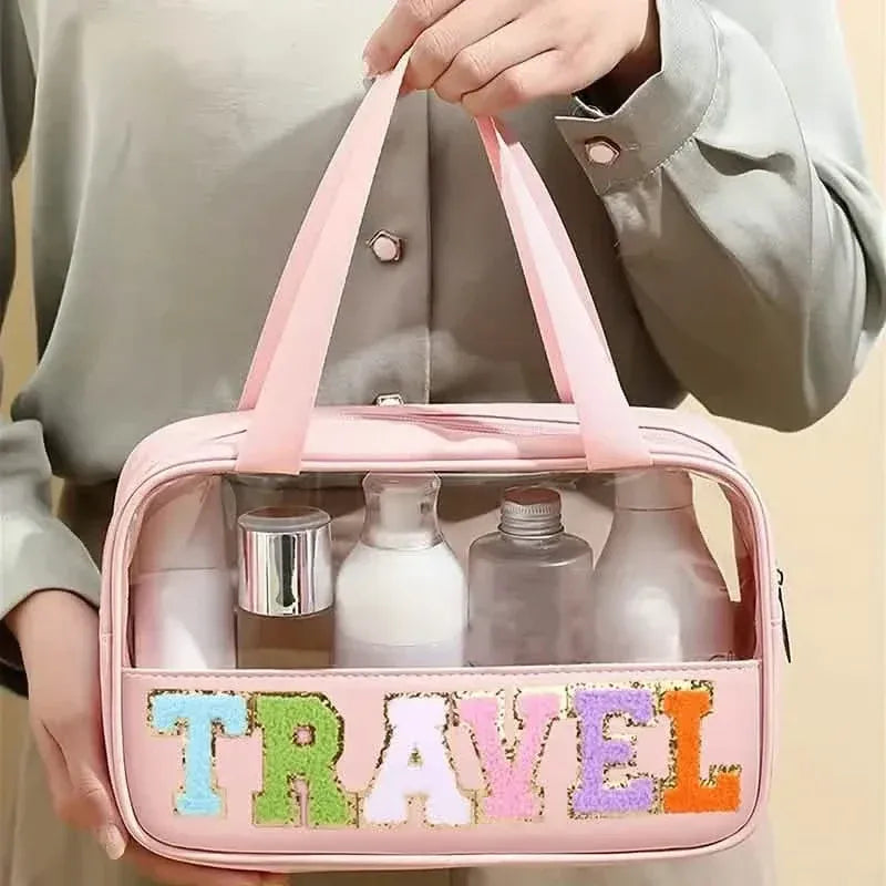 Transparent Letter Pattern Makeup Bag with Handle - A-1 Thread Vault